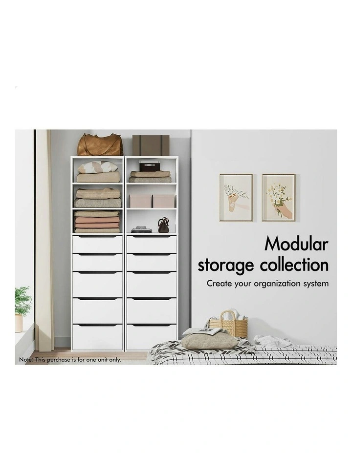 Wardrobe Clothes Cabinet 5 Drawers in White image 4