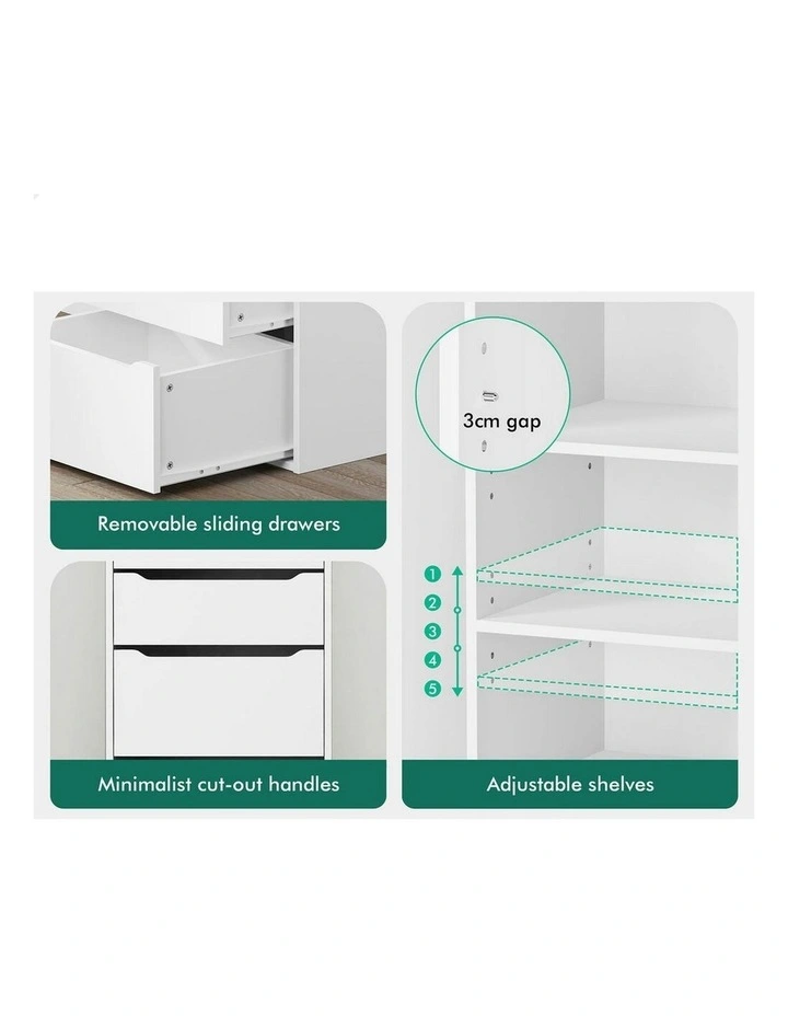 Wardrobe Clothes Cabinet 5 Drawers in White image 7