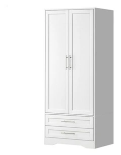 2-Door Clothes Cabinet Rod in White