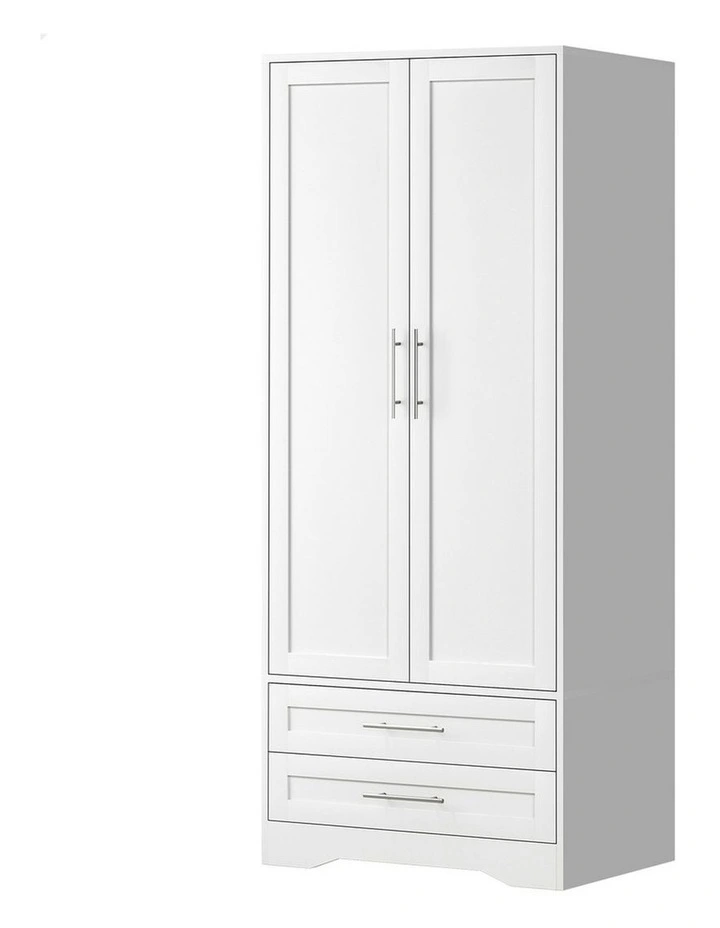 2-Door Clothes Cabinet Rod in White image 1