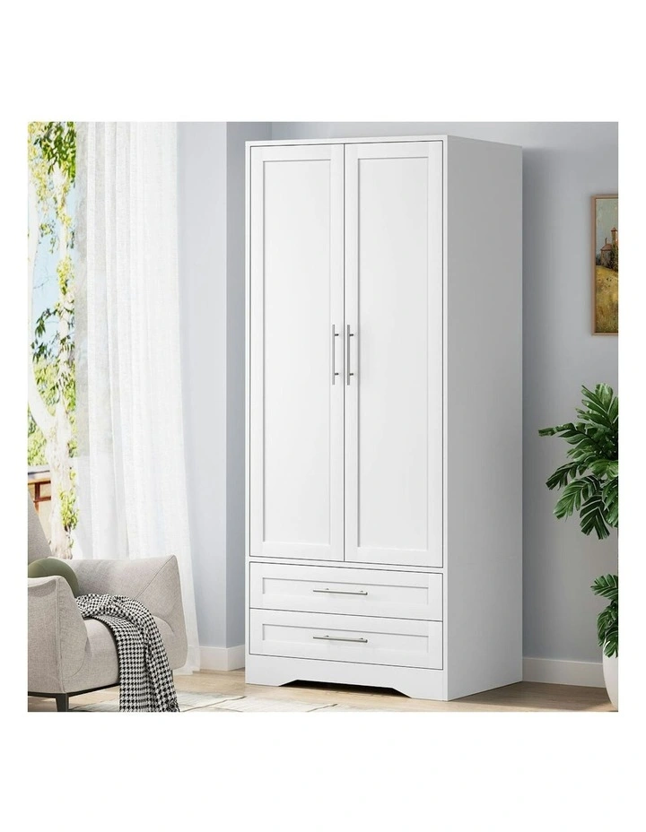 2-Door Clothes Cabinet Rod in White image 2