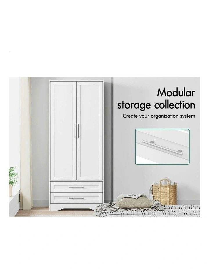 2-Door Clothes Cabinet Rod in White image 4