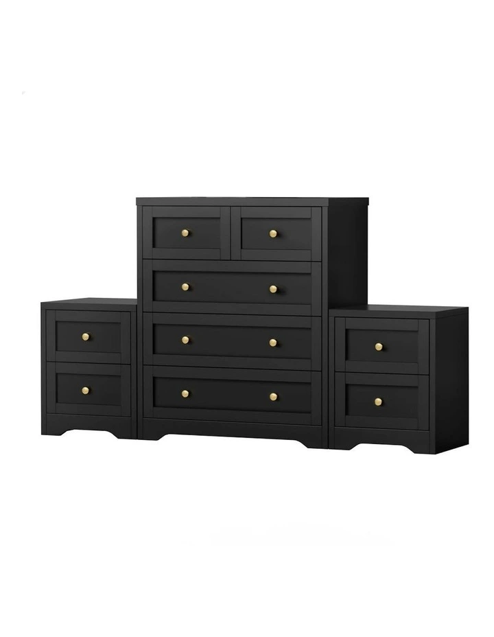 5 Chest Of Drawers Bedside Table Hamptons Bedroom Storage Set Of 2 in Black image 1