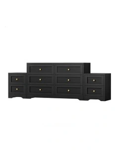 6 Chest Of Drawers Bedside Table Hamptons Bedroom Storage Set Of 2 in Black