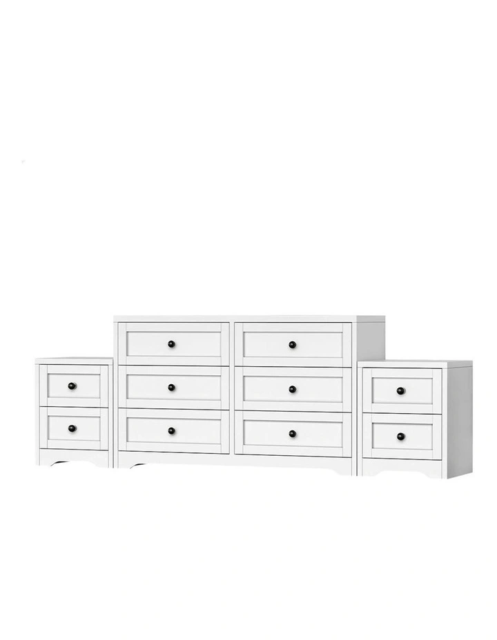 6 Chest Of Drawers Bedside Table Hamptons Bedroom Storage Cabinet in White image 1