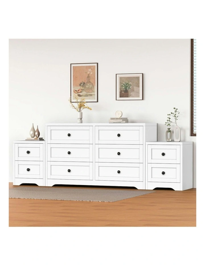 6 Chest Of Drawers Bedside Table Hamptons Bedroom Storage Cabinet in White image 2