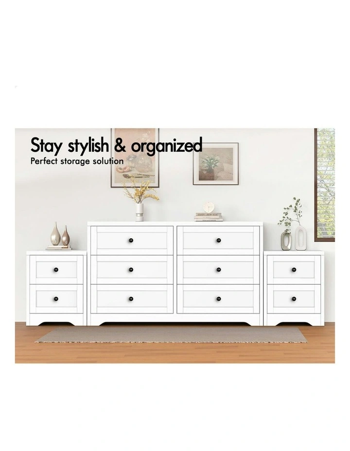 6 Chest Of Drawers Bedside Table Hamptons Bedroom Storage Cabinet in White image 3