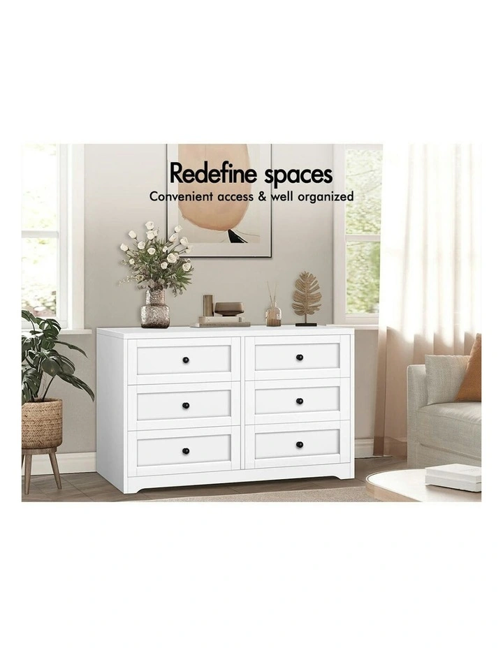 6 Chest Of Drawers Bedside Table Hamptons Bedroom Storage Cabinet in White image 5