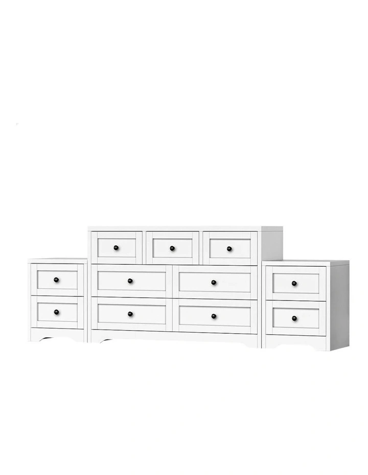 7 Chest of Drawers Bedside Table Hamptons Bedroom Storage Set Of 2 in White image 1