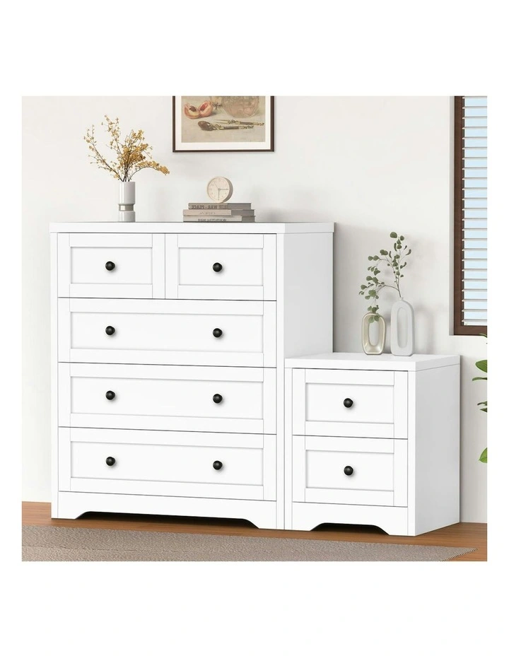 5 Chest Of Drawers Bedside Table Hamptons Bedroom Storage in White image 2