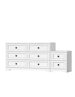 6 Chest Of Drawers Bedside Table Hamptons Bedroom Storage in White