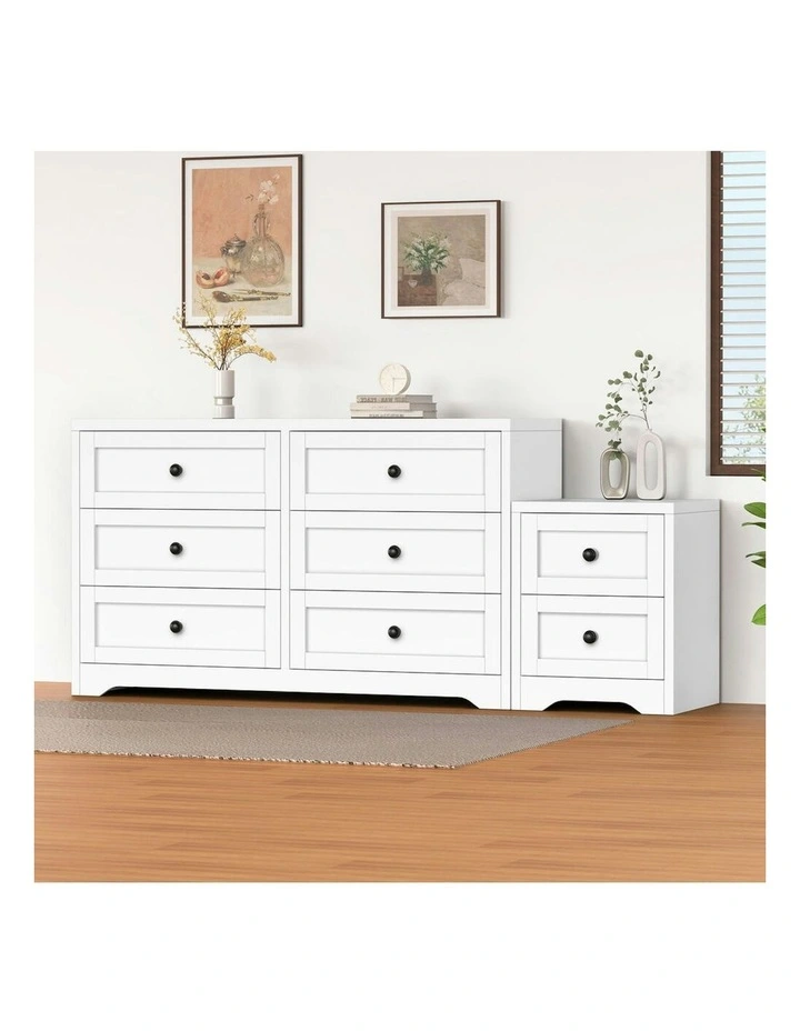 6 Chest Of Drawers Bedside Table Hamptons Bedroom Storage in White image 2