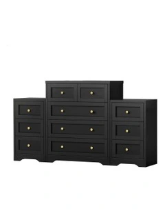 5 Chest Of Drawers Bedside Table Bedroom Storage Set Of 2 in Black