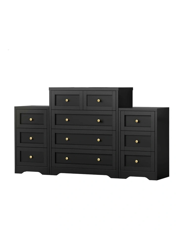 5 Chest Of Drawers Bedside Table Bedroom Storage Set Of 2 in Black image 1