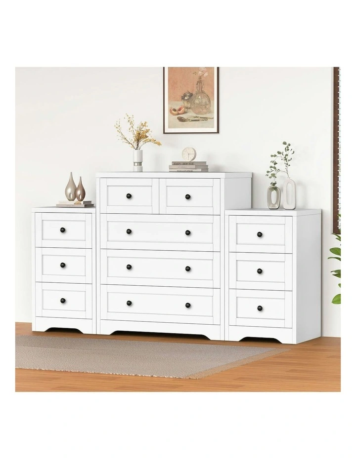 5 Chest Of Drawers Bedside Table Bedroom Storage Set Of 2 in White image 2