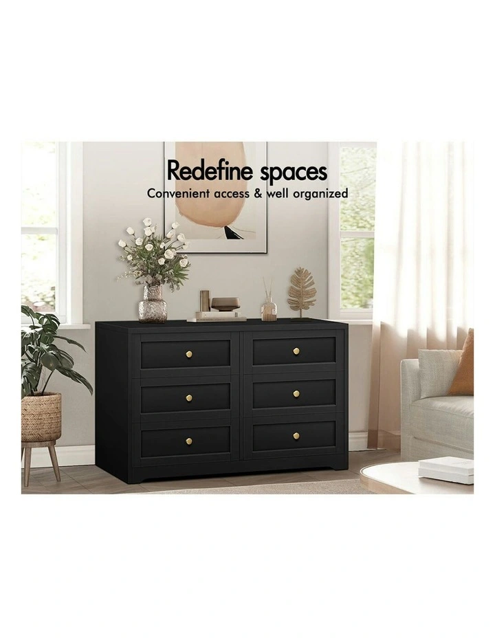 6 Chest of Drawers Bedside Table Bedroom Storage Set Of 2 in Black image 7