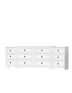 6 Chest Of Drawers Bedside Table Bedroom Storage Set Of 2 in White