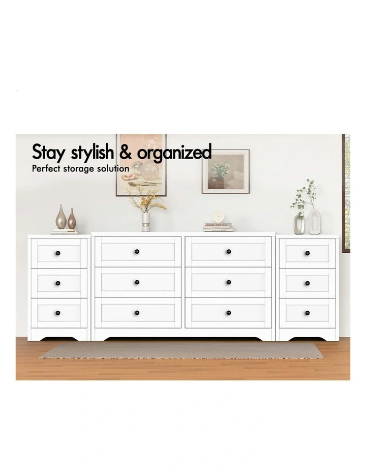 6 Chest Of Drawers Bedside Table Bedroom Storage Set Of 2 in White image 3