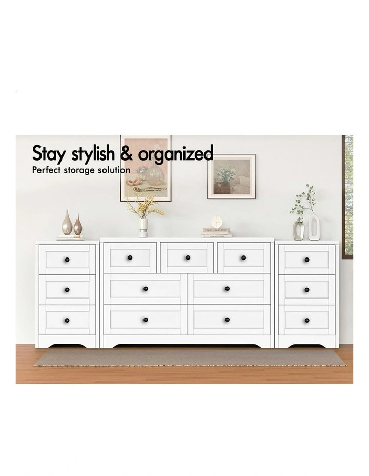 7 Chest Of Drawers Bedside Table Bedroom Storage Set Of 2 in White image 3