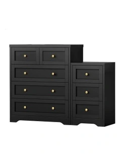 5 Chest Of Drawers Bedside Table Bedroom Storage in Black