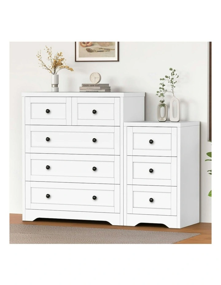 5 Chest Of Drawers Bedside Table Bedroom Storage in White image 2