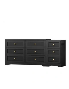 6 Chest Of Drawers Bedside Table Bedroom Storage in Black