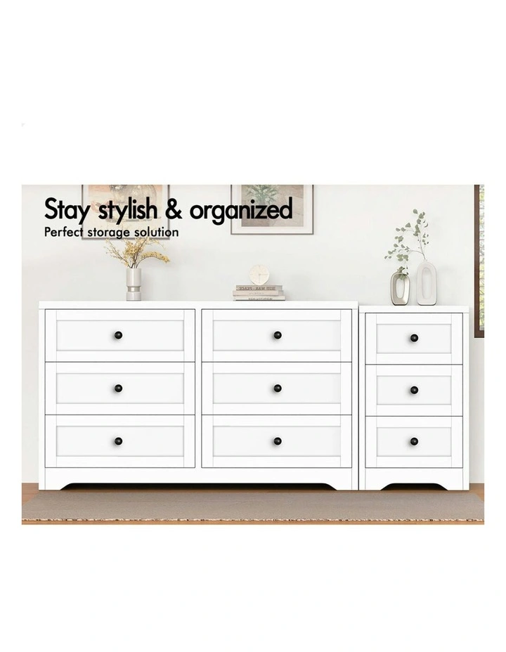 6 Chest Of Drawers Bedside Table Bedroom Storage in White image 3