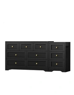 7 Chest Of Drawers Bedside Table Bedroom Storage in Black