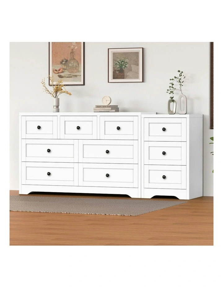 7 Chest Of Drawers Bedside Table Bedroom Storage in White image 2