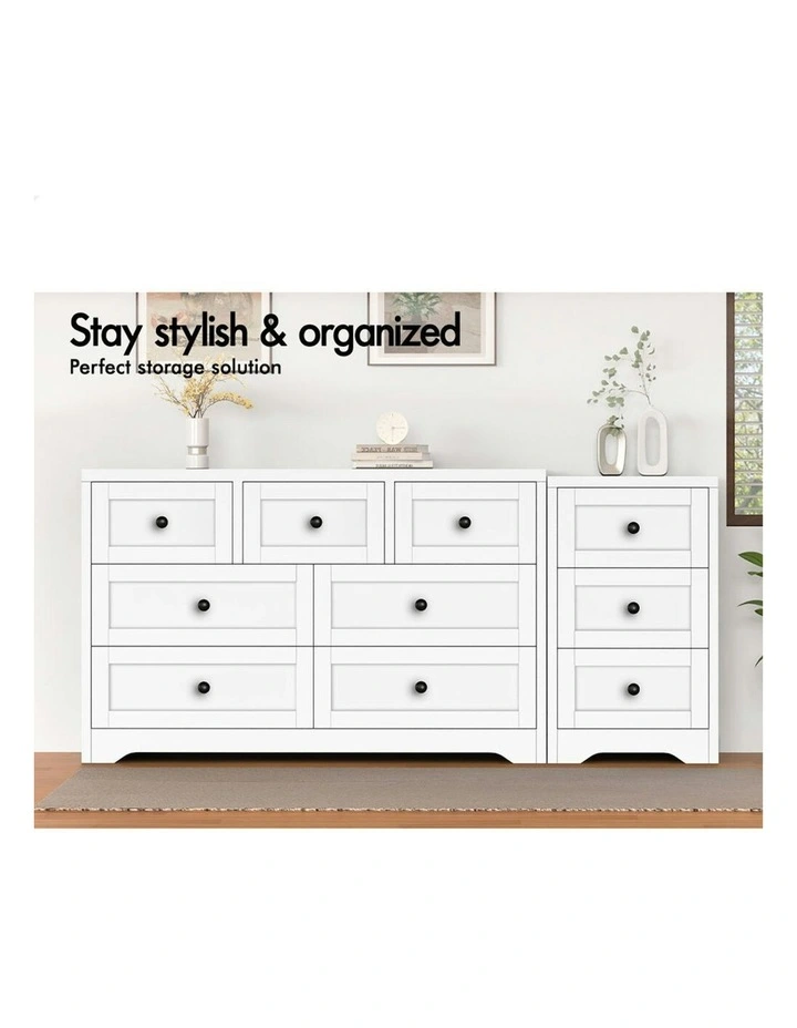 7 Chest Of Drawers Bedside Table Bedroom Storage in White image 3