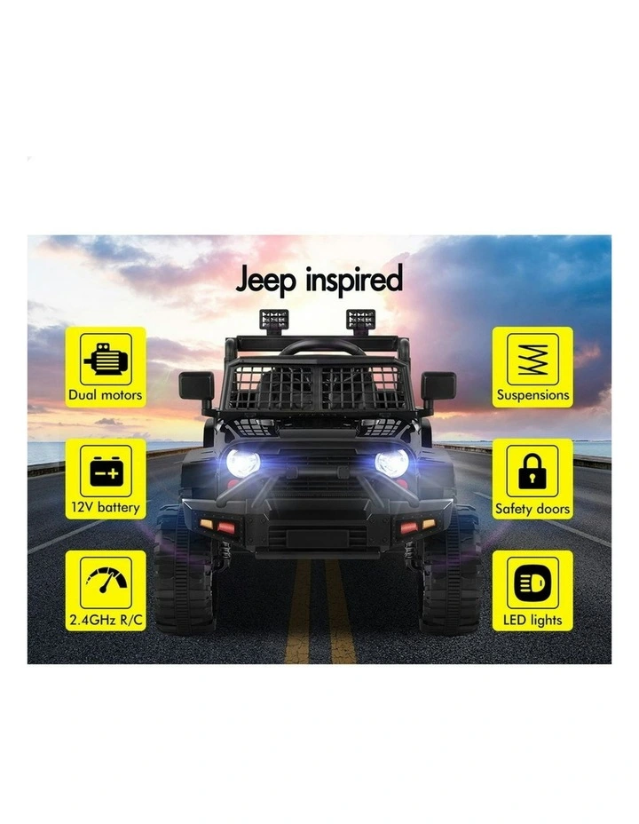 Electric 12V 60W Motors R/C LED Lights Ride On Jeep Toy image 3