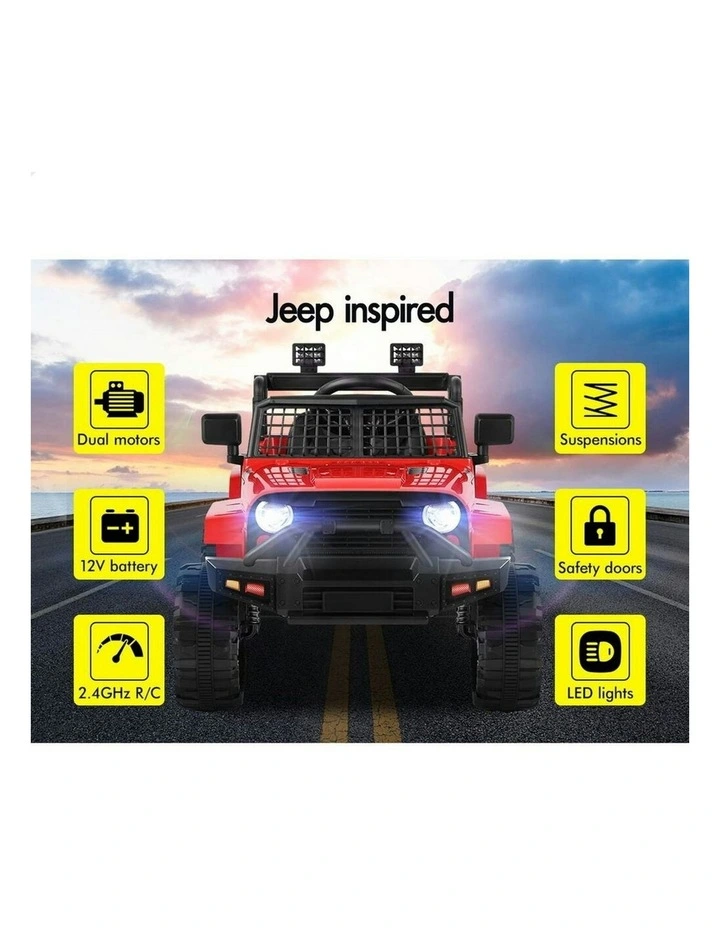 Electric 12V 60W Motors R/C LED Lights Ride On Jeep Toy image 3