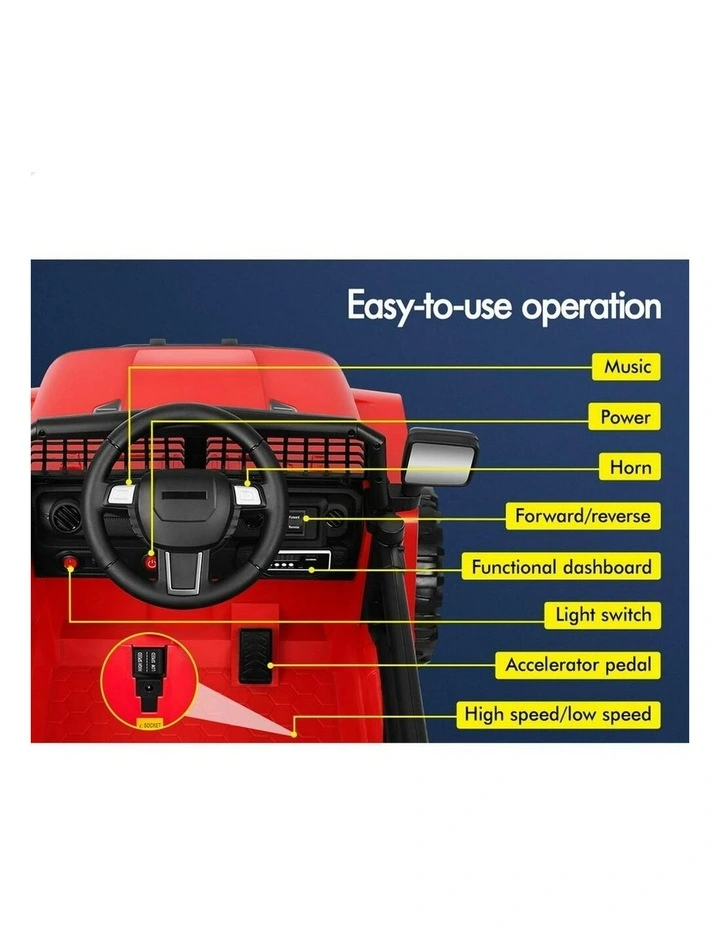 Electric 12V 60W Motors R/C LED Lights Ride On Jeep Toy image 4