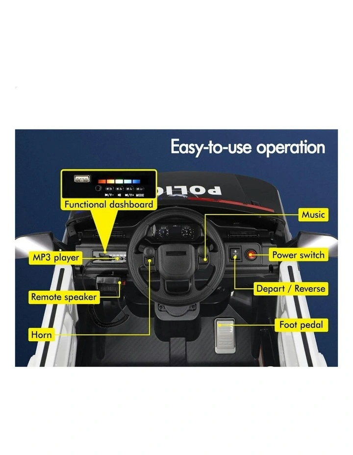 12V Electric Ride On Police Car Toy image 5