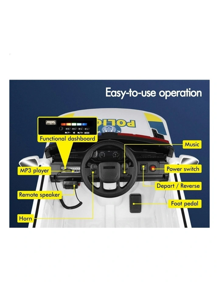 12V Electric Ride On Police Car Toy image 5