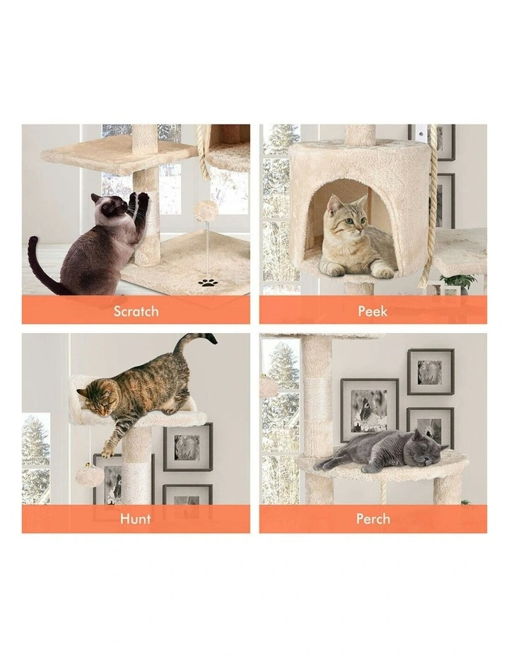 Cat Tree 112cm in Beige image 4