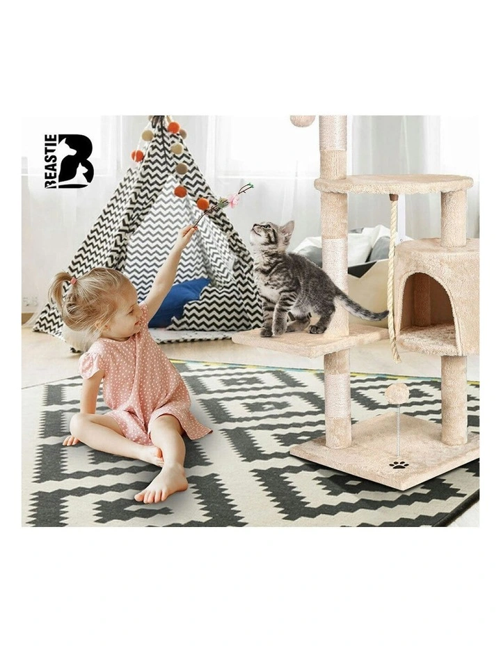 Cat Tree 112cm in Beige image 6