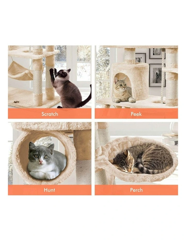 Cat Tree 141cm in Beige image 4
