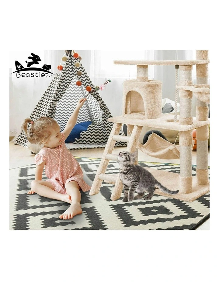 Cat Tree 141cm in Beige image 6