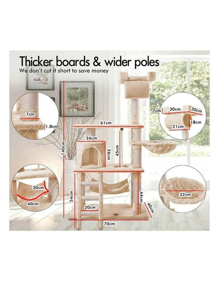 Cat Tree 141cm in Beige image 7