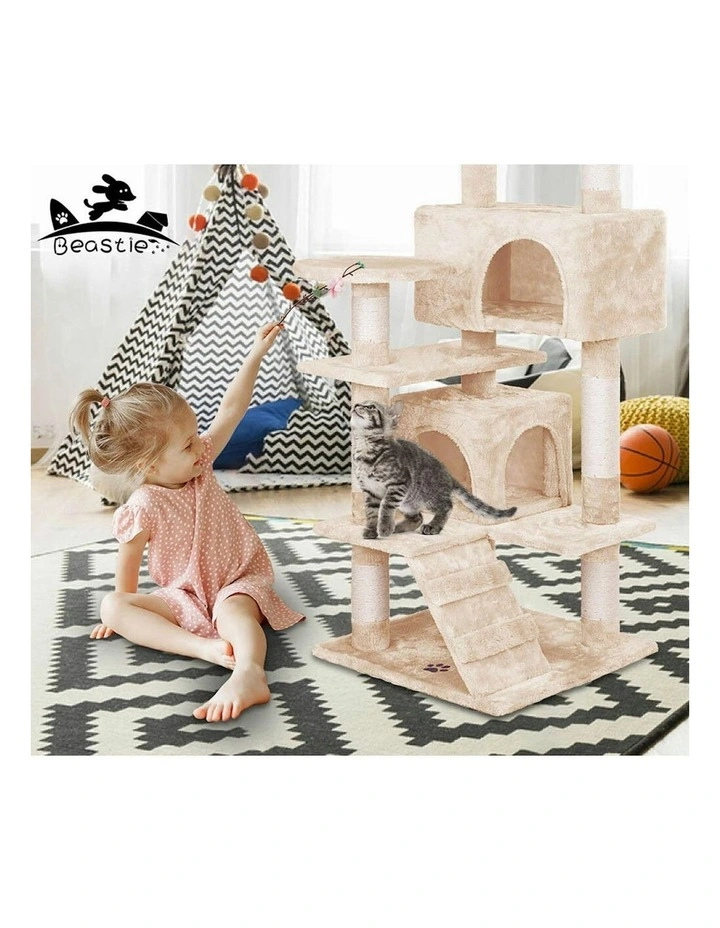Cat Tree 134cm in Beige image 6