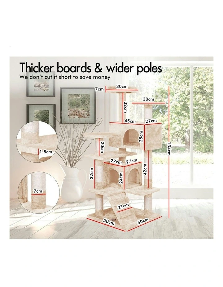 Cat Tree 134cm in Beige image 7