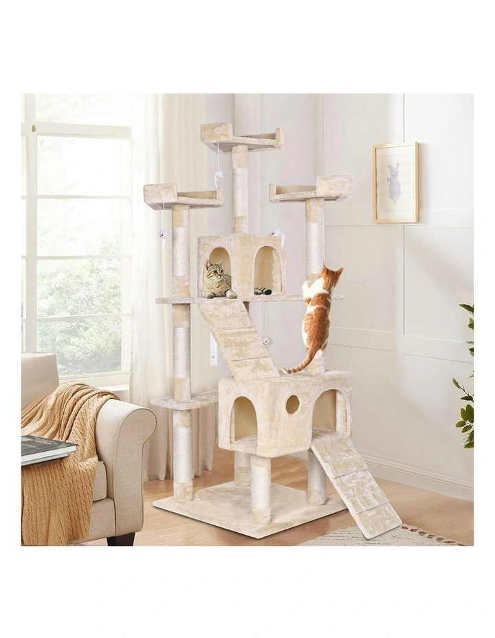 Scratching Post Scratcher Tower Wood Cat Tree 92cm in Grey image 3