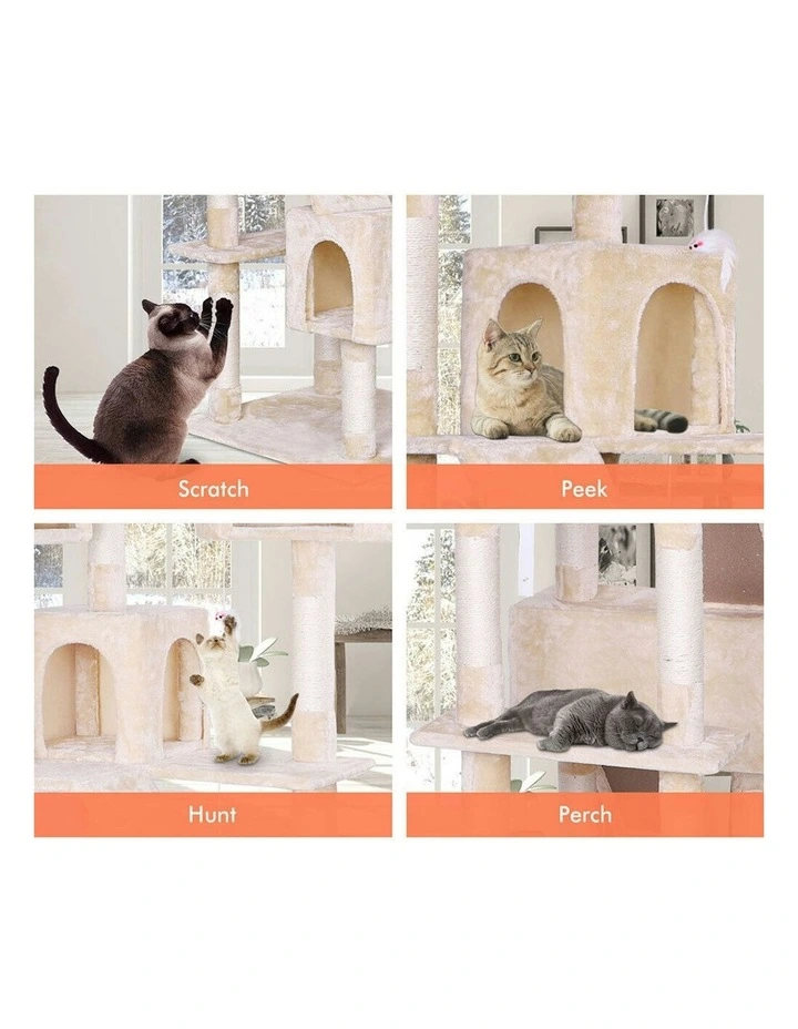 Scratching Post Scratcher Tower Wood Cat Tree 92cm in Grey image 7