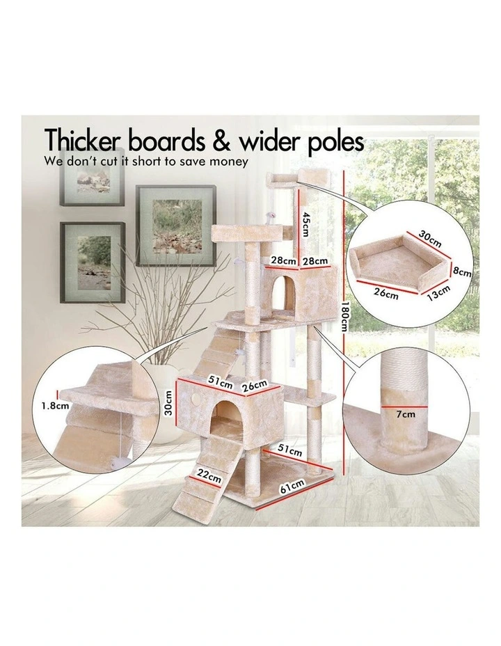 Scratching Post Scratcher Tower Wood Cat Tree 92cm in Grey image 11