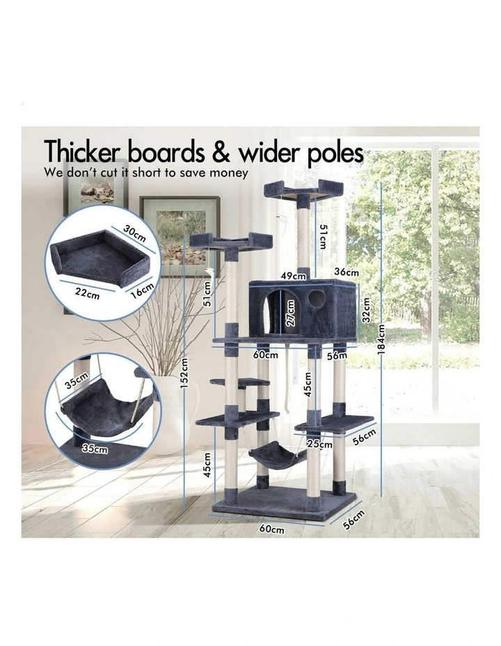 Scratcher Tower Tree 184cm in Grey image 3