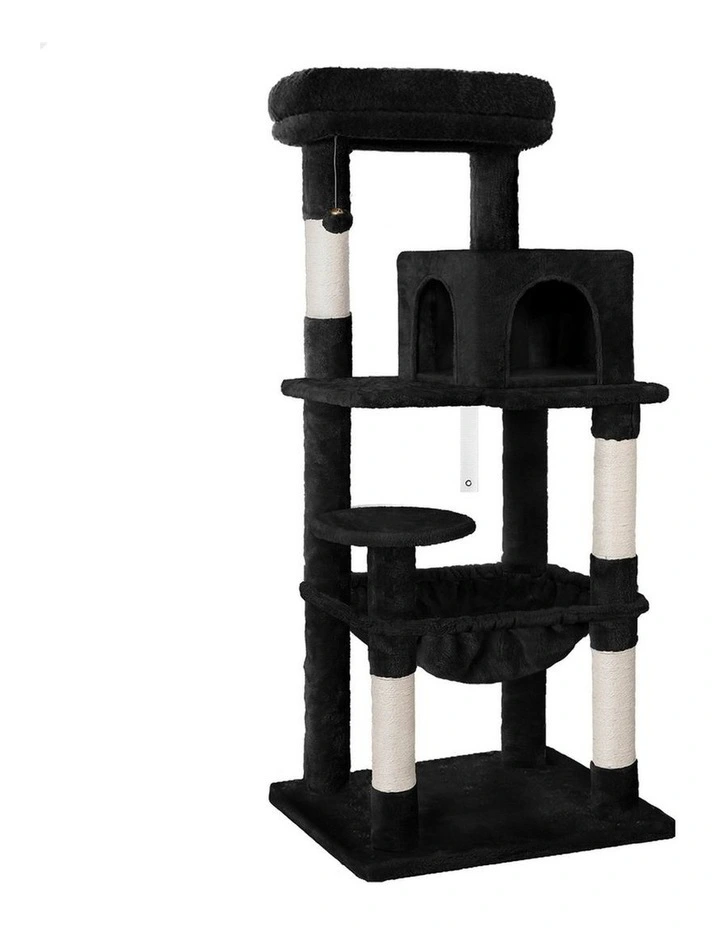 Wood Cat Tree Scratching Post Scratcher Tower 143cm in Black image 1