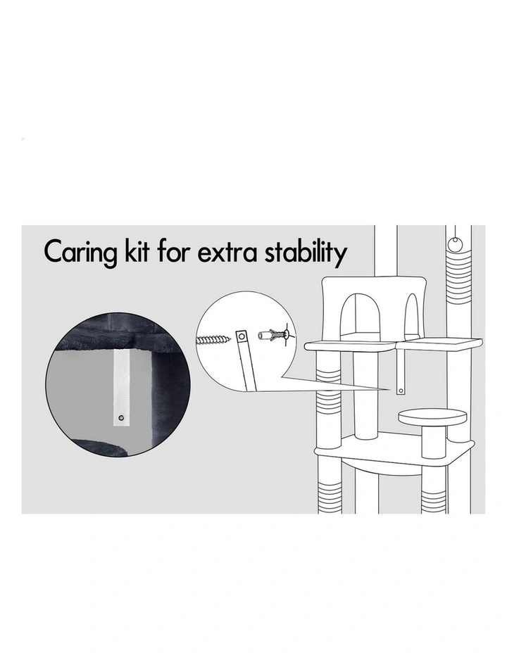 Wood Scratching Tower Condo House Cat Tree 143cm in Grey image 4