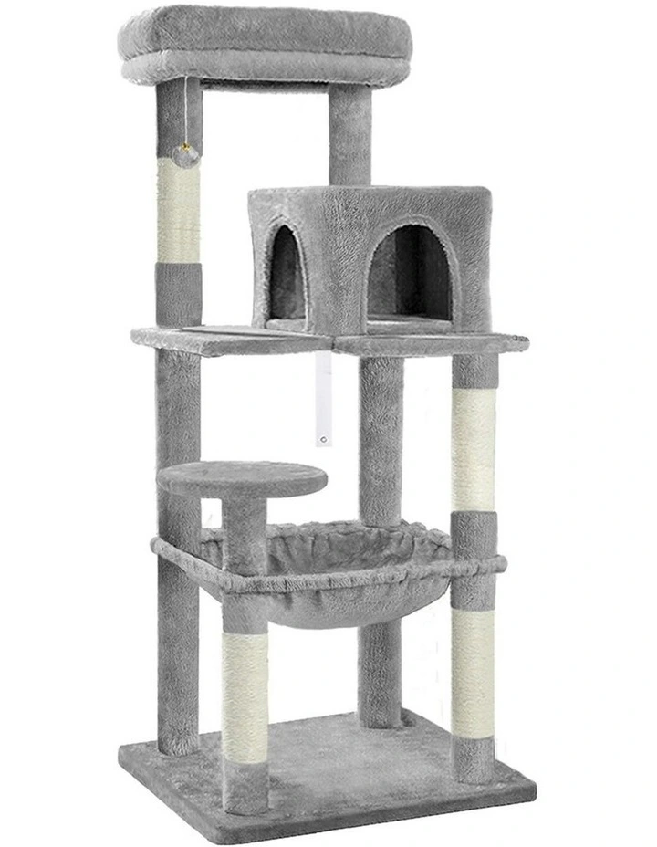 Hammock Scratching Post Cat Tree 143cm in Light Grey image 1