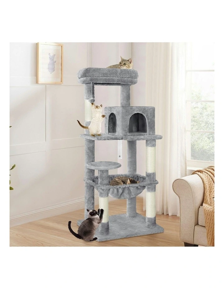 Hammock Scratching Post Cat Tree 143cm in Light Grey image 2